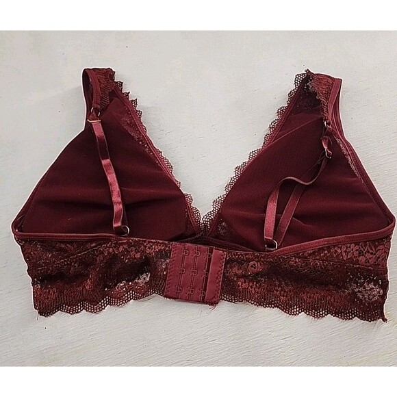 Daisy Fuentes Red Lace Wireless Deep V Lightly Padded Bra Bralette Size XL - Picture 2 of 4